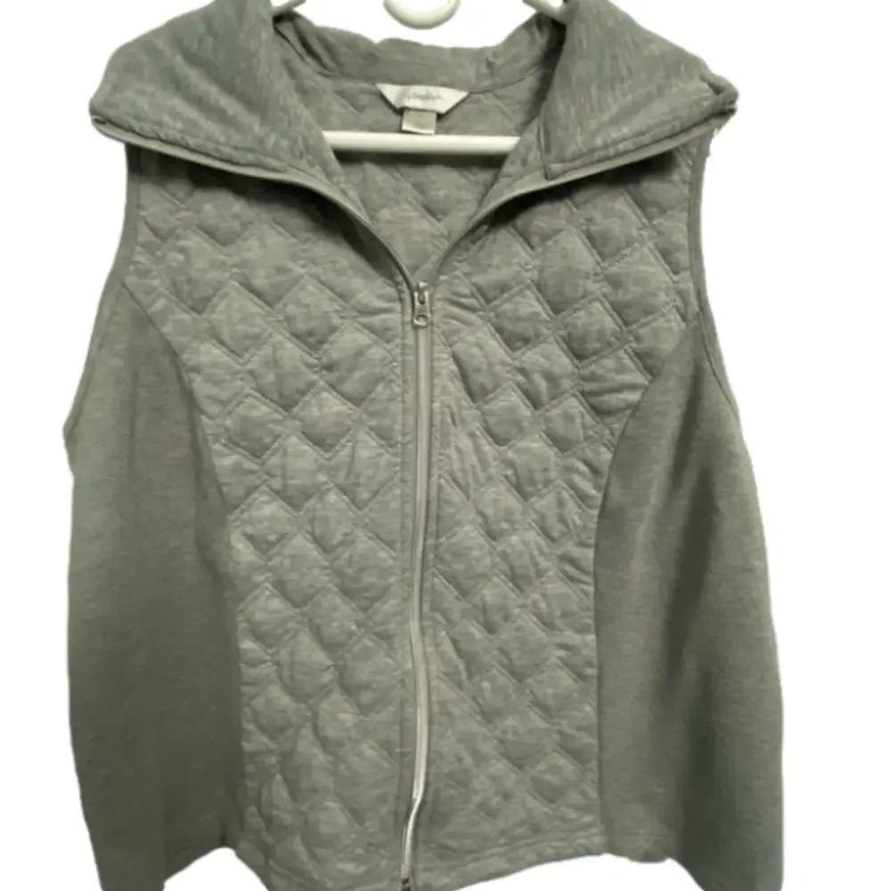 CJ Banks Vest Quilted Vest Gray Plus Size‎ X